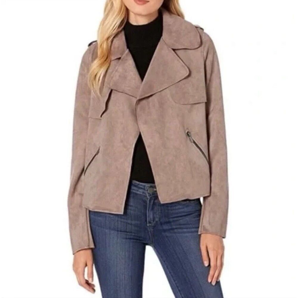 Kut from The Kloth Jacee Moto Faux Suede‎ Blazer Jacket Raw Hem Size Medium